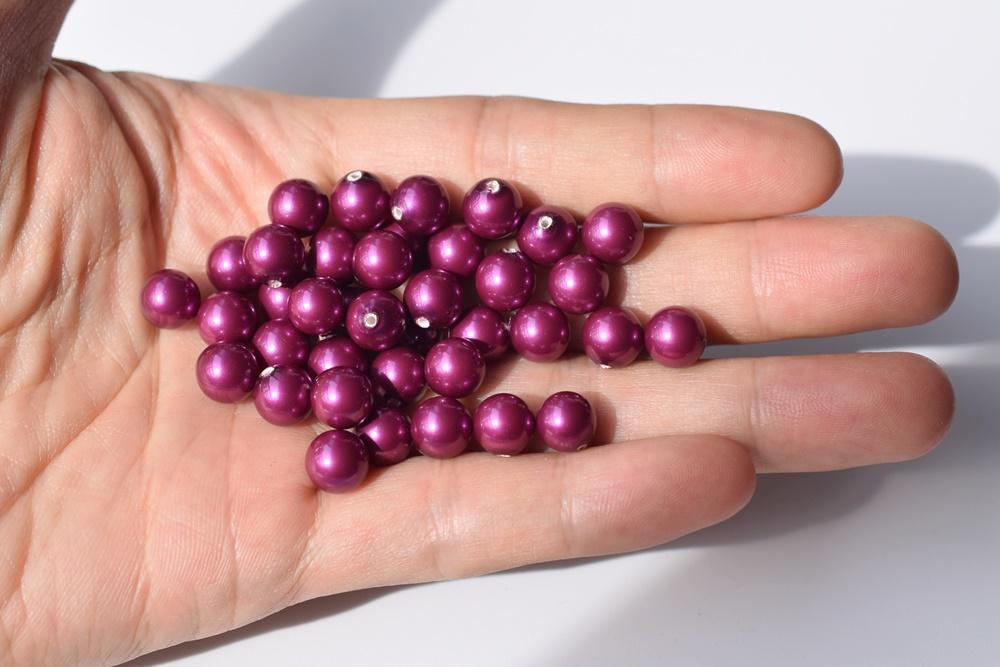 20PCS Half hole 8mm/10mm Luster purple Shell pearl round beads ,shell core pearl,TYH3