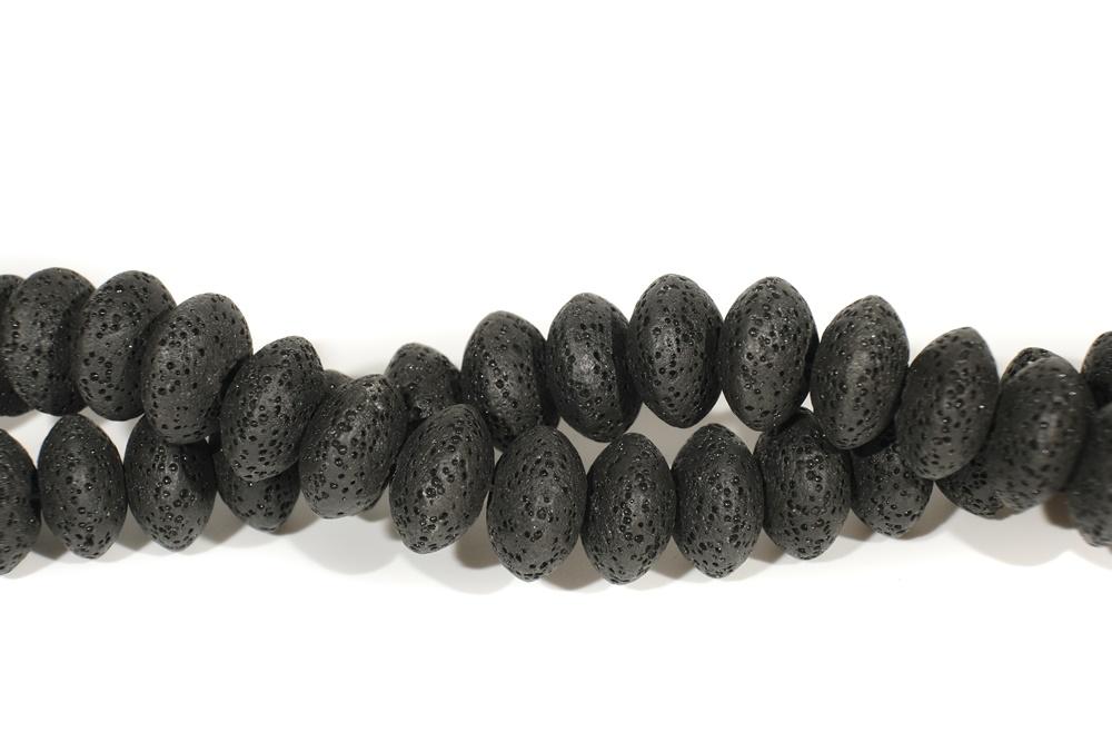 15.5" 10x15mm black Lava Rondelle Gemstone beads