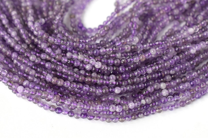 15.5" 2mm Natural amethyst round beads, purple color crystal