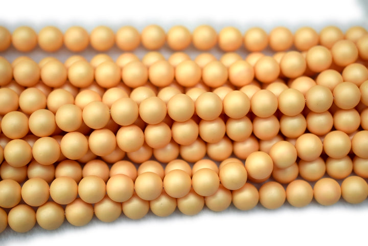 15.5" 8mm/10mm Matte Shell pearl round beads golden color