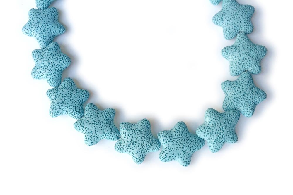 25mm light blue Lava starfish Gemstone pendant