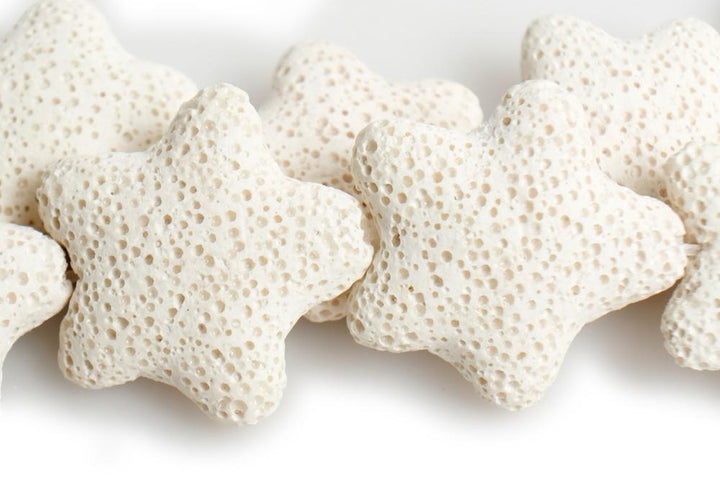 25mm white Lava starfish Gemstone pendant