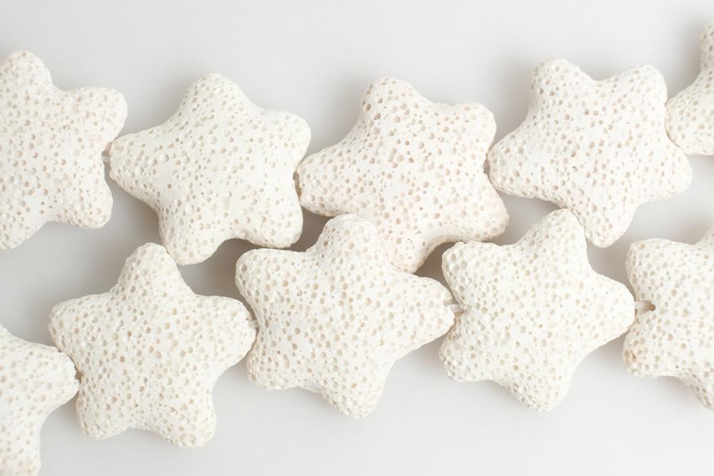 25mm white Lava starfish Gemstone pendant