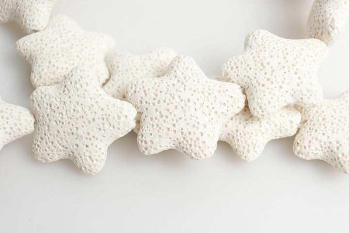 25mm white Lava starfish Gemstone pendant