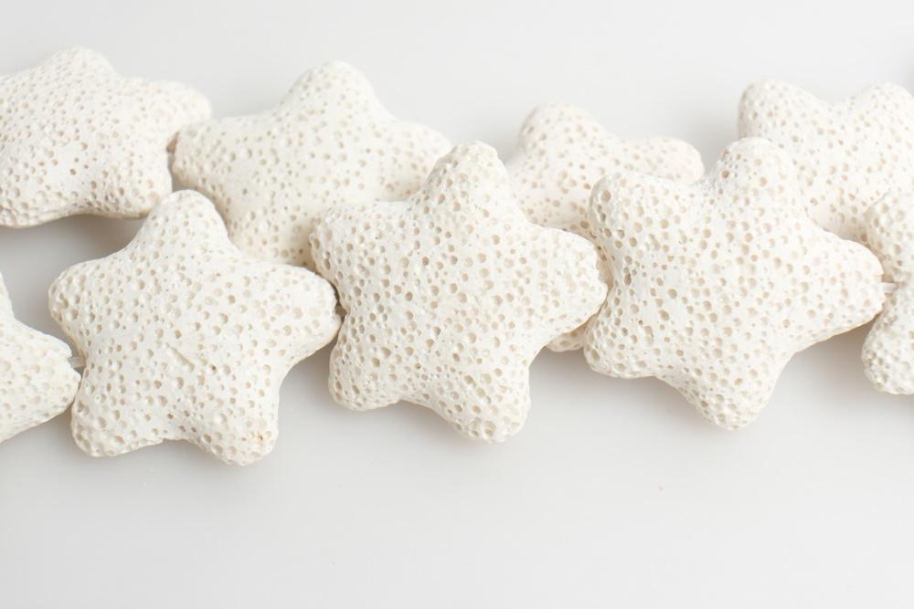 25mm white Lava starfish Gemstone pendant