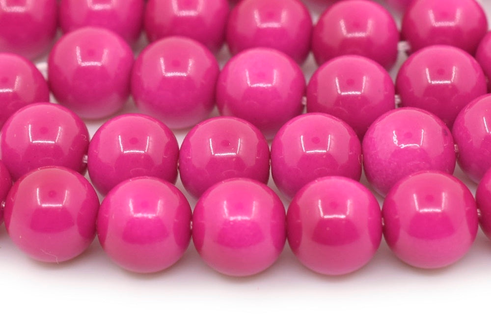 15.5" Glass druk round beads rose red 6mm/8mm/10mm/12mm
