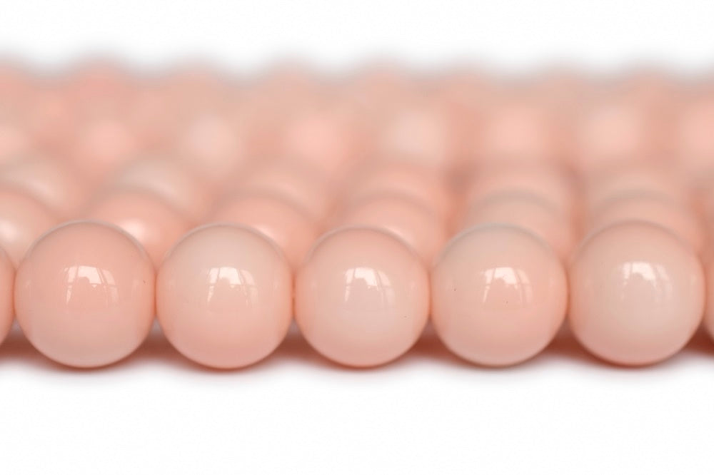 15.5" Glass druk round beads misty rose 6mm/8mm/10mm/12mm