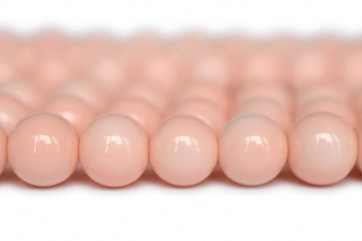 15.5" Glass druk round beads misty rose 6mm/8mm/10mm/12mm