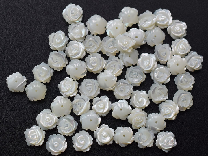 10pcs 10mm Natural white MOP rose flower,mother of pearl