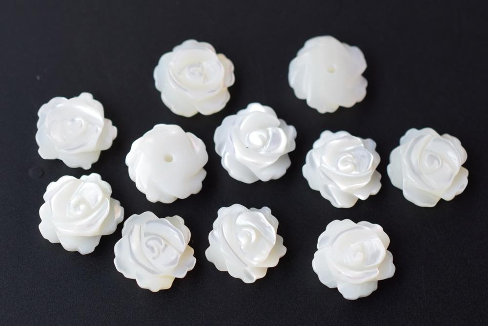 10pcs 10mm Natural white MOP rose flower,mother of pearl