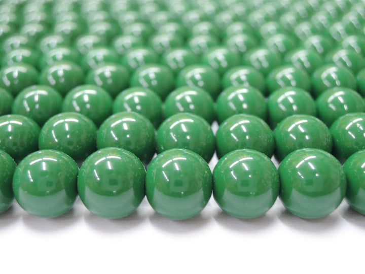 15.5" Glass druk round beads green 6mm/8mm/10mm/12mm
