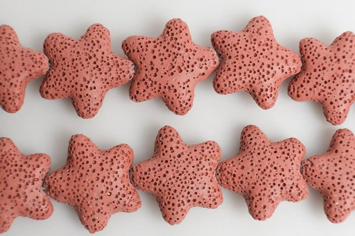 25mm red Lava starfish Gemstone pendant