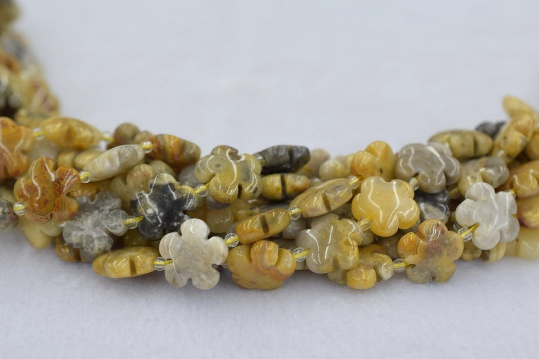 15.5" natural 15mm/20mm yellow crazy Agate flower beads Gemstone