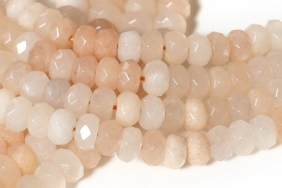 15.5" 8x12mm light pink aventurine roundel faceted beads,light pink gemstone rondelle beads