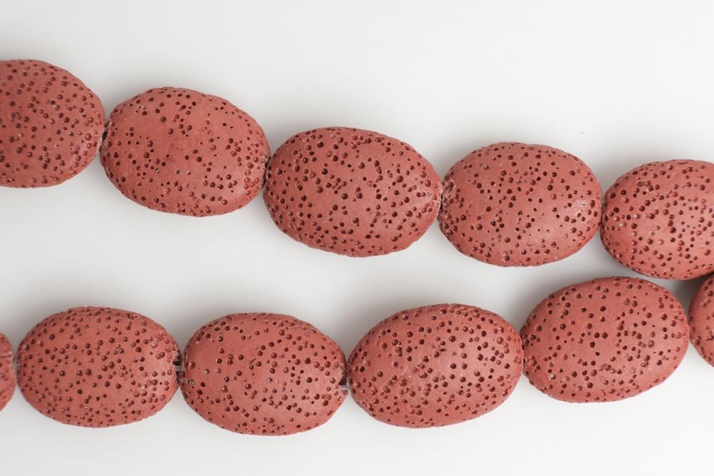 15.5" 20x25mm/25x35mm red Lava Oval Gemstone pendant