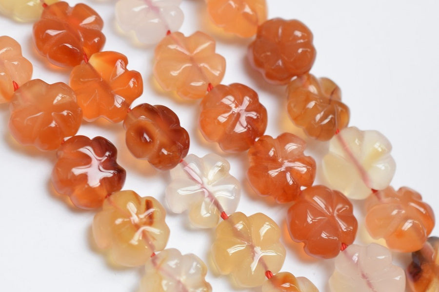 15.5" Carnelian flower 10mm/12mm,Red agate gemstone, semi-precious stone