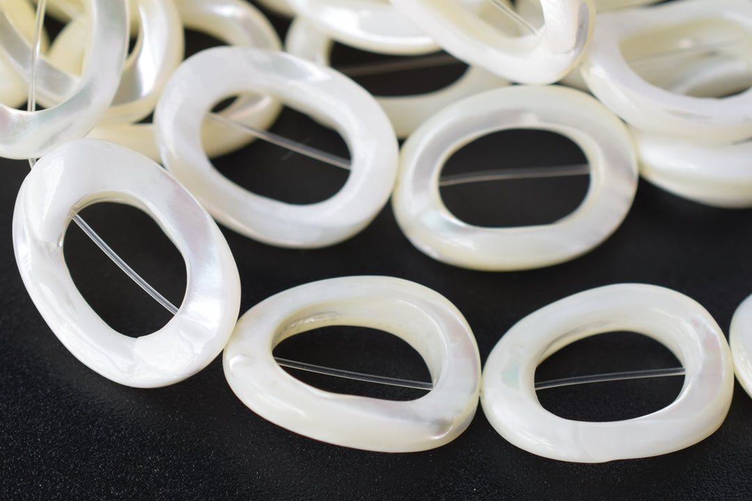 15.5" 15x20mm Natural white MOP oval circle,white mother of pearl,white shell