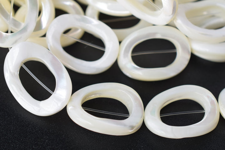 15.5" 15x20mm Natural white MOP oval circle,white mother of pearl,white shell