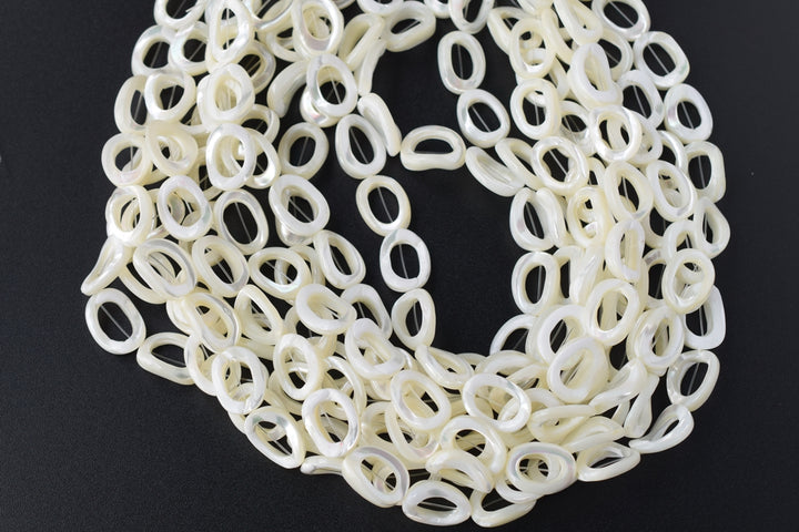 15.5" 15x20mm Natural white MOP oval circle,white mother of pearl,white shell