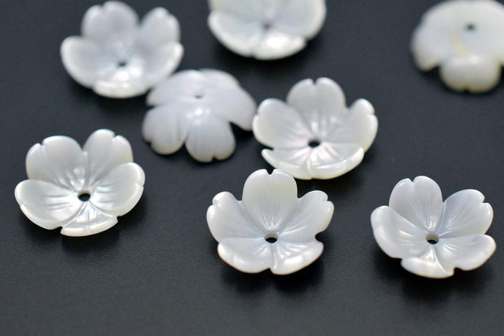 10PCS 10mm Natural white MOP 5 petal flower,mother of pearl flower, MOP sun flower