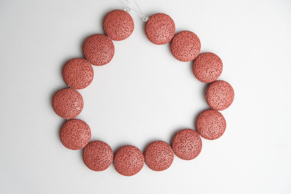 15.5" 20mm/25mm/30mm red Lava coin Gemstone pendant