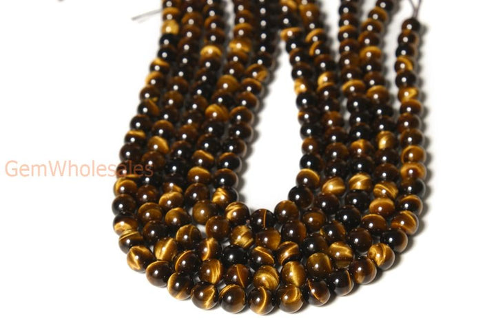 15.5" 4mm/6mm/8mm AA quality Natural yellow tiger eye round beads
