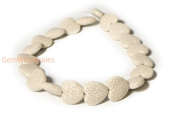 15.5" 20mm/28mm beige Lava Heart Gemstone pendant