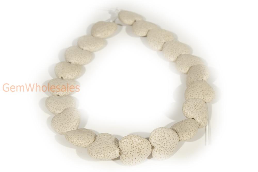 15.5" 20mm/28mm beige Lava Heart Gemstone pendant