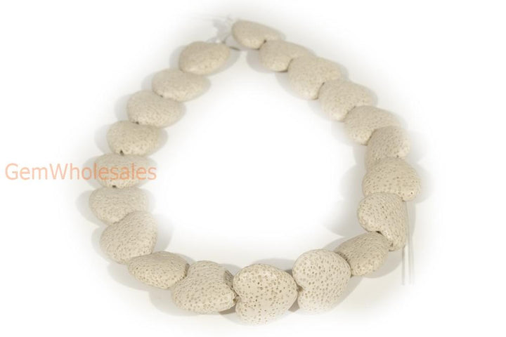15.5" 20mm/28mm beige Lava Heart Gemstone pendant