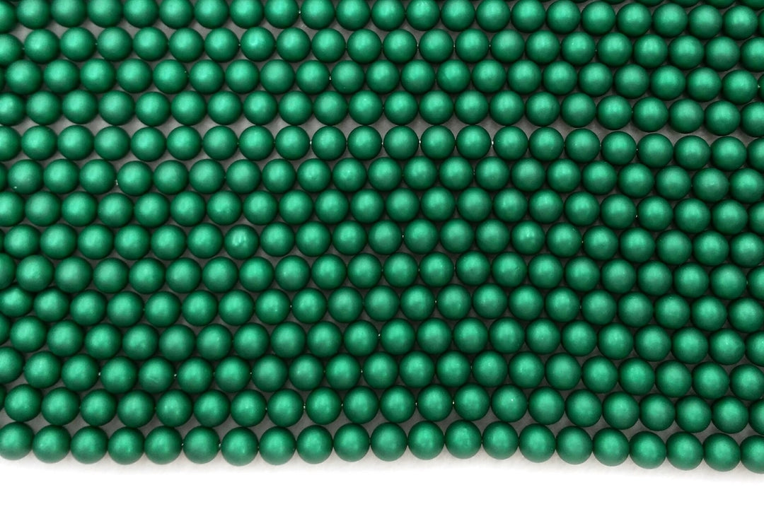 15.5" 8mm/10mm Silky Matte Shell pearl round beads dark green color