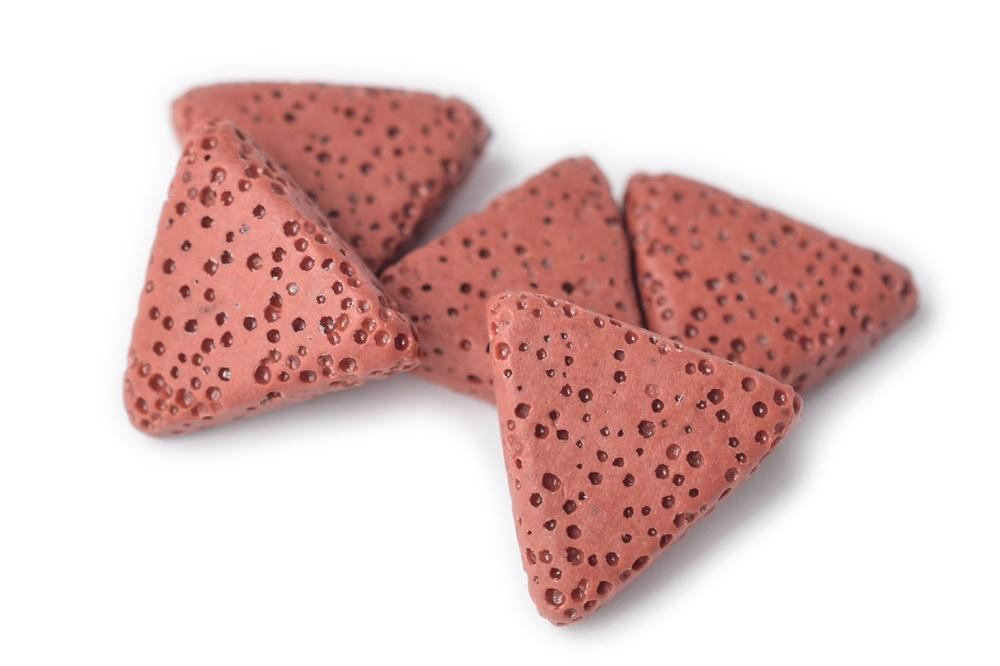 10PCS 16mm Red Lava Triangle pendant Drilled along the side