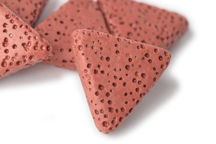 10PCS 16mm Red Lava Triangle pendant Drilled along the side