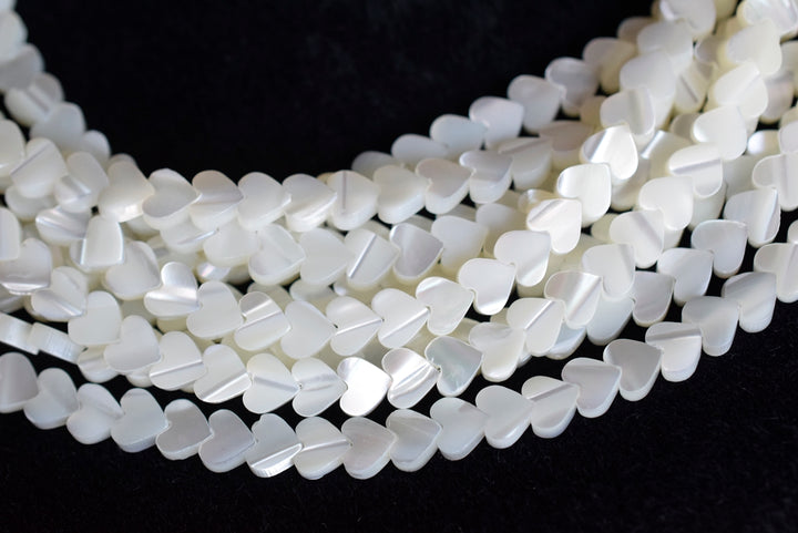 15.5" 6mm Natural white mother of pearl/MOP flat heart Beads