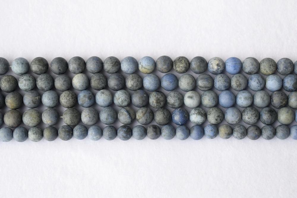 15.5" 10mm Natural blue Dumortierite stone matte round beads