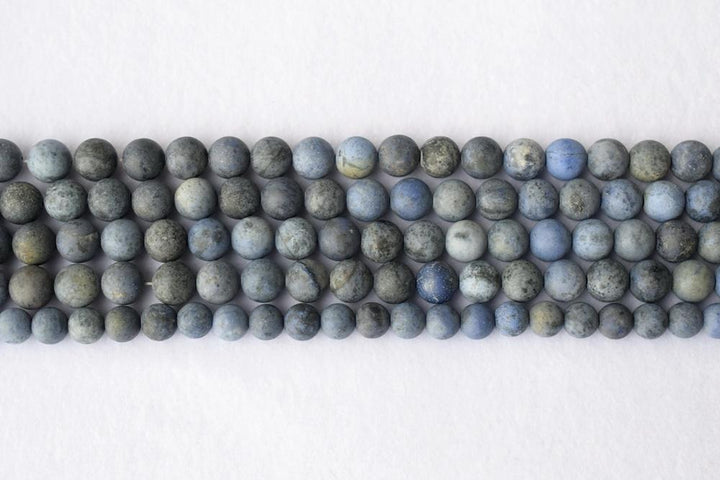 15.5" 10mm Natural blue Dumortierite stone matte round beads