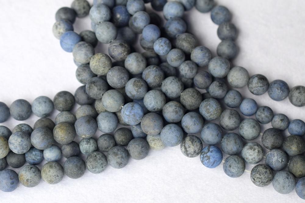 15.5" 10mm Natural blue Dumortierite stone matte round beads
