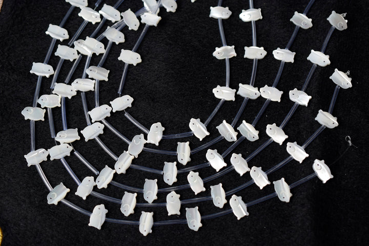 10pcs Natural white MOP little pig 8x14mm, mother of pearl pig