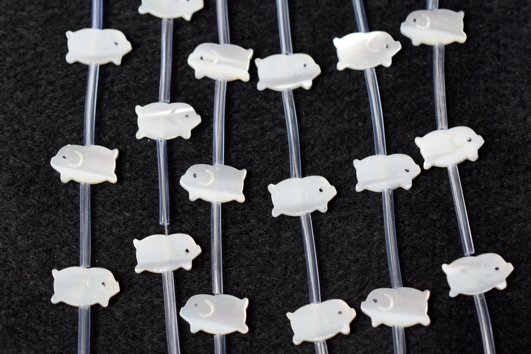 10pcs Natural white MOP little pig 8x14mm, mother of pearl pig