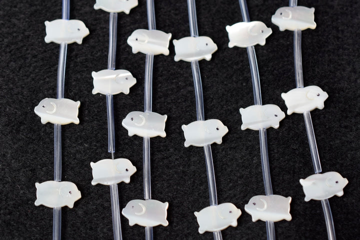 10pcs Natural white MOP little pig 8x14mm, mother of pearl pig