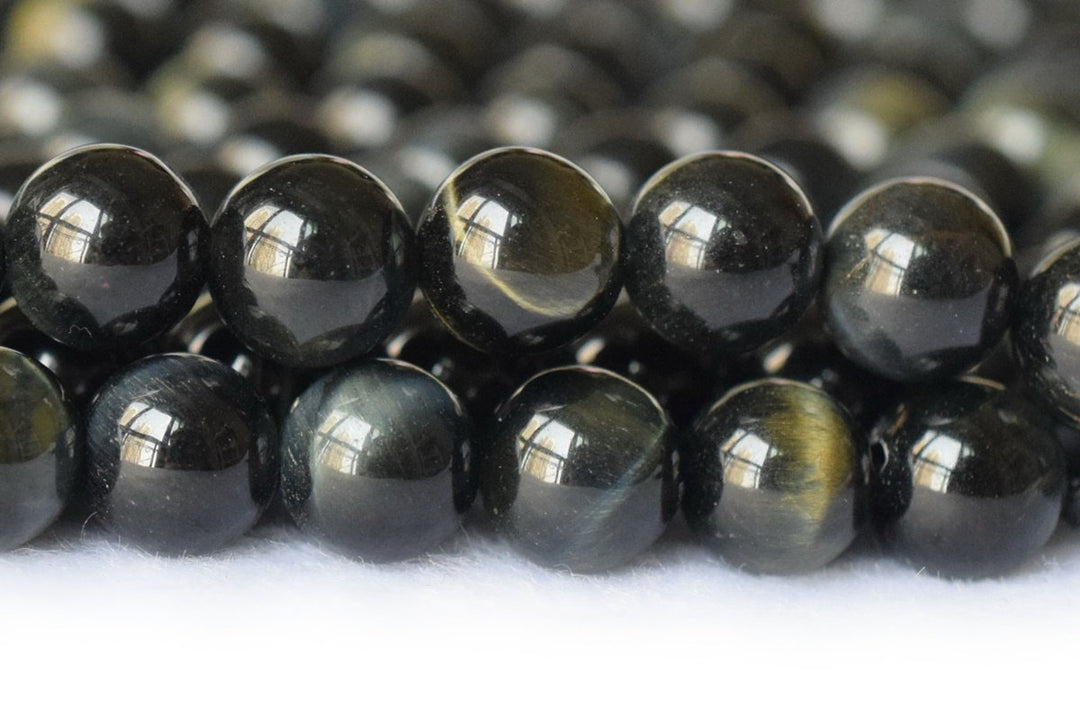 15.5" 8mm AB genuine natural Blue tiger eye round semi precious stone beads