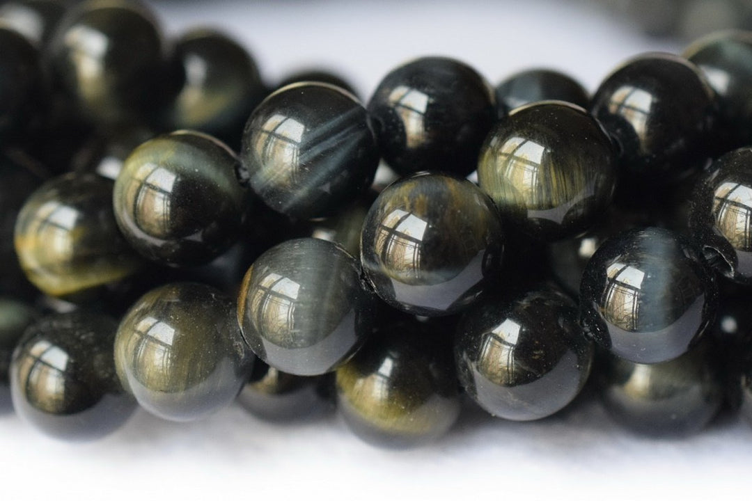 15.5" 8mm AB genuine natural Blue tiger eye round semi precious stone beads