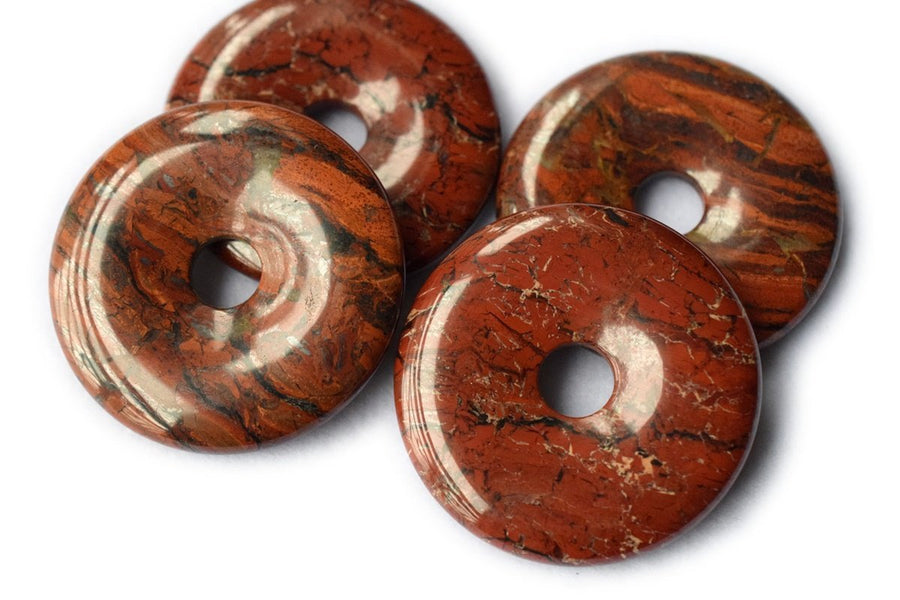 50mm natural flower red jasper stone Round donut pendant 1PC