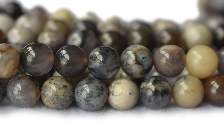 15.5" 8mm Amethyst Sage Dendritic Agate purple Moss Opal round beads