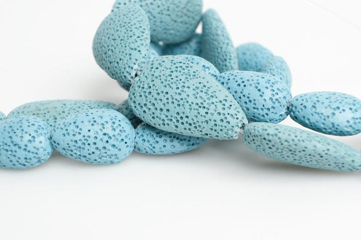 15" 15x22mm/19x30mm light blue Lava teardrop Gemstone pendant