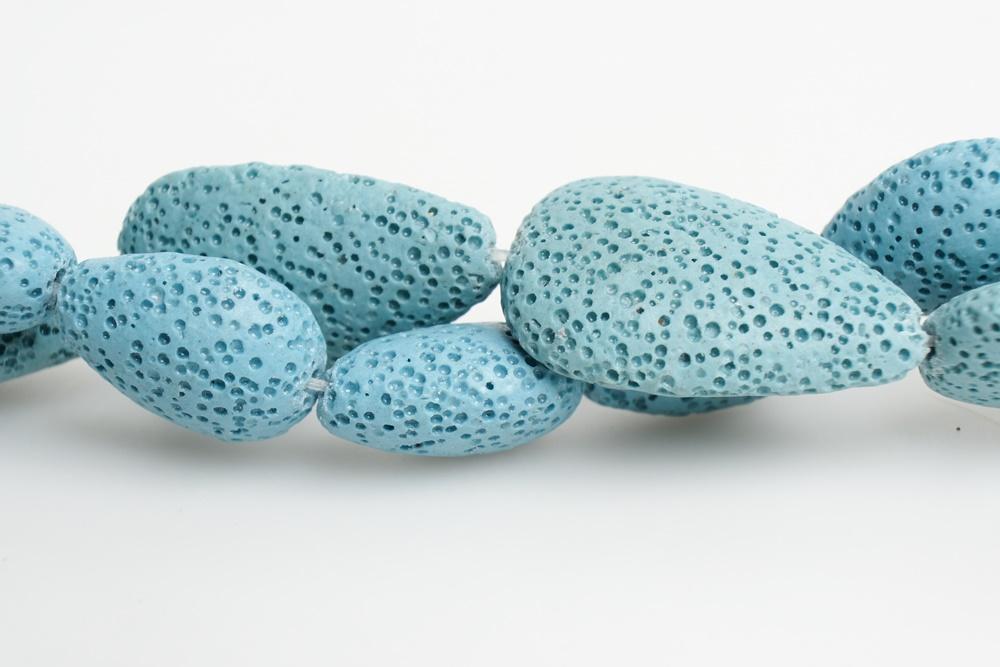 15" 15x22mm/19x30mm light blue Lava teardrop Gemstone pendant