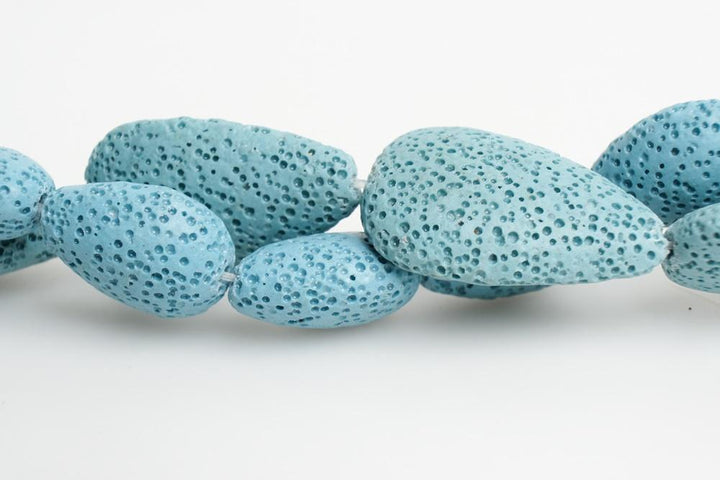 15" 15x22mm/19x30mm light blue Lava teardrop Gemstone pendant