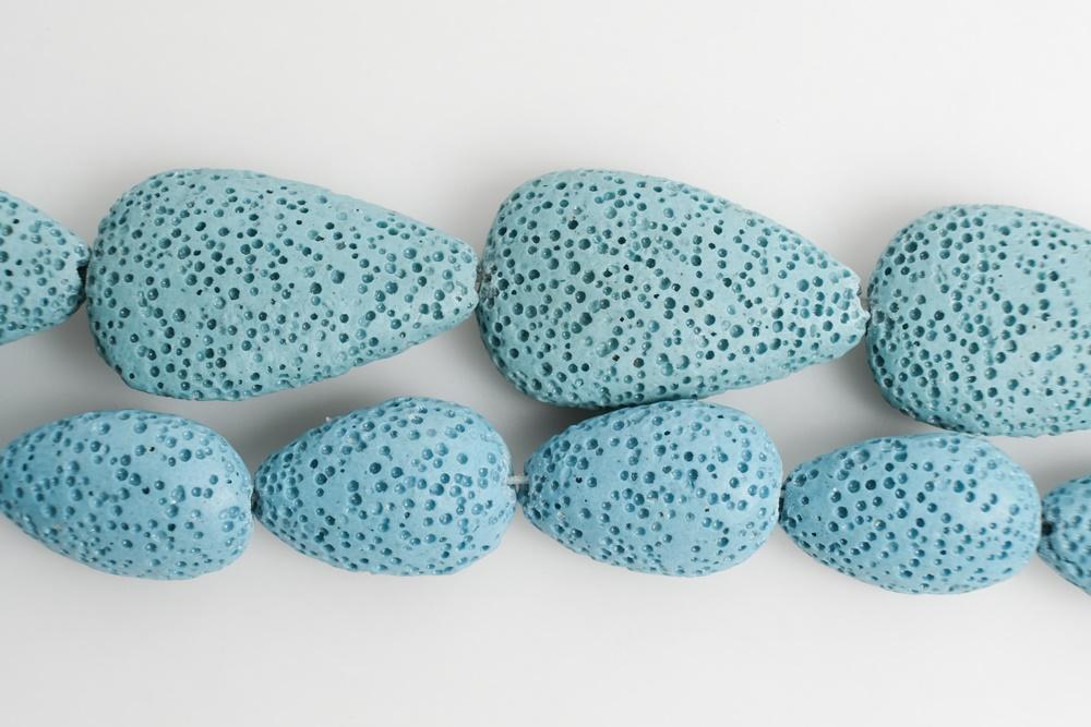 15" 15x22mm/19x30mm light blue Lava teardrop Gemstone pendant