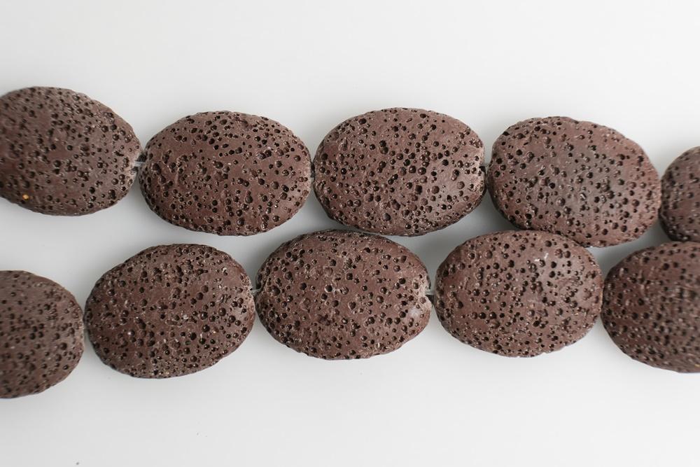 15" 20x25mm brown color Lava Oval Gemstone beads pendant