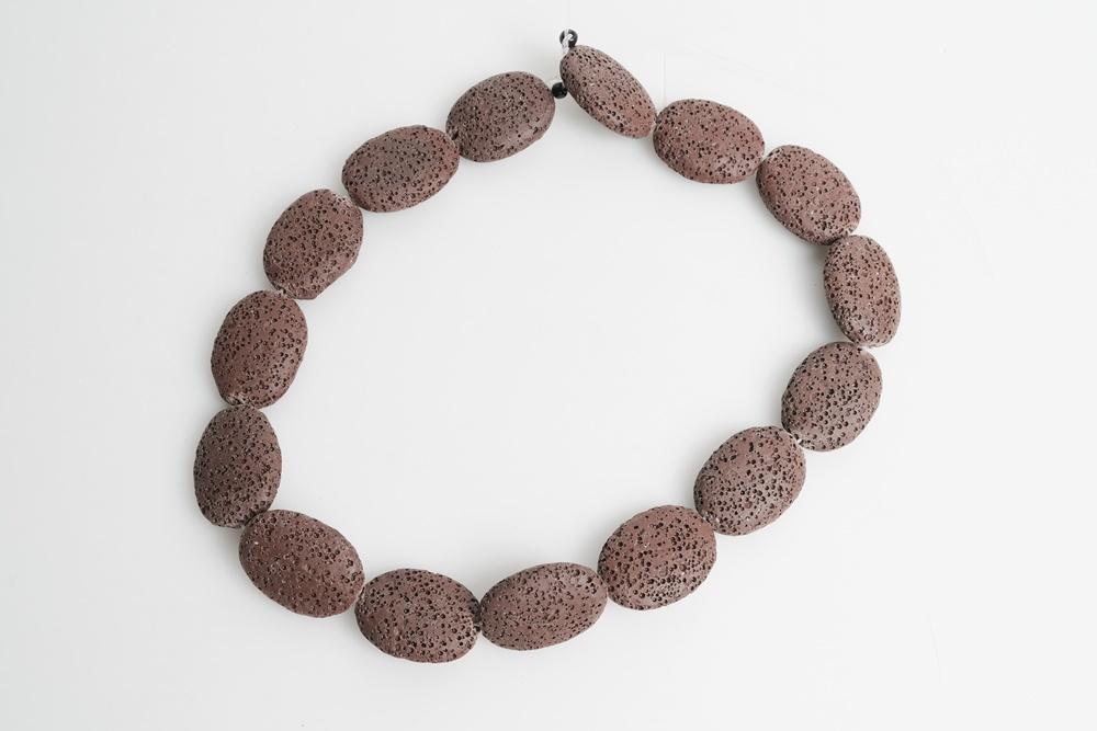 15" 20x25mm brown color Lava Oval Gemstone beads pendant