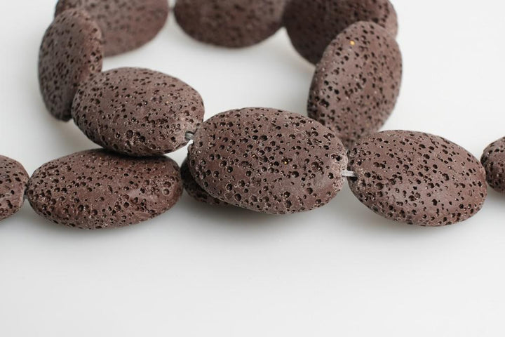 15" 20x25mm brown color Lava Oval Gemstone beads pendant